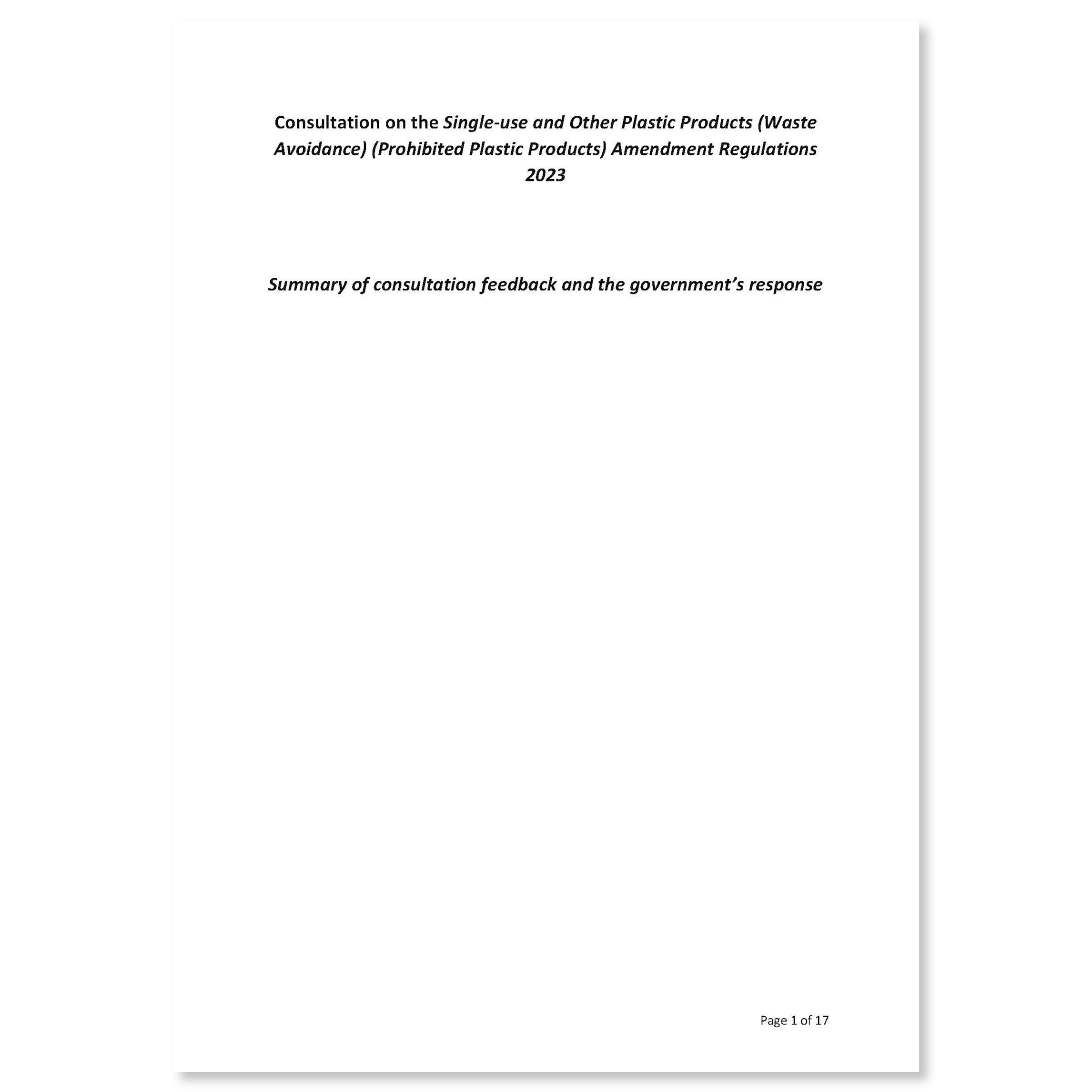 2023 SUP Amendment Regulations – Consultation summary report